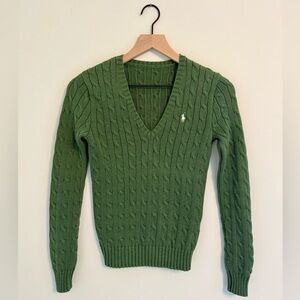 Ralph Lauren Olive Knit V-Neck Sweater XSMALL